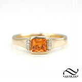 Spessartite in 14 Gold - With diamonds