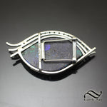 Eye of the Dragon Brooch - Andamooka Opal in Sterling Silver