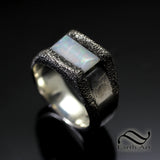 Rustic Rectangle Opal Signet - Sterling Silver
