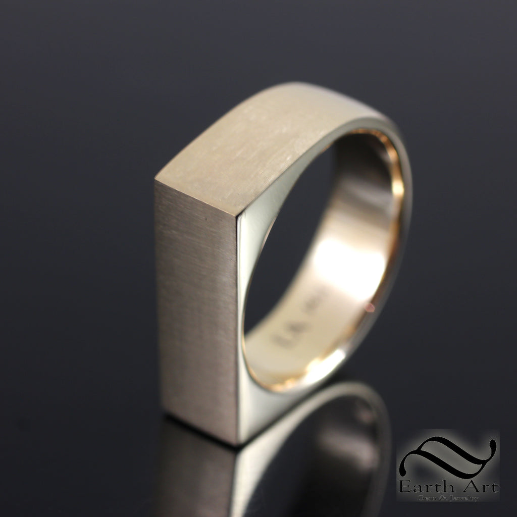 Rectangular Ring Design Minimalist Rectangle Signet Ring – Earth Art