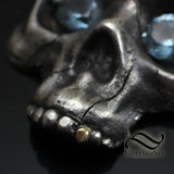 Starry Eyed Skull Pendant - Sterling and Topaz