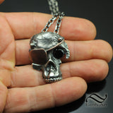 Demon Pirate Skull Pendant - Sterling silver