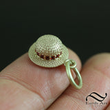 Straw Hat Charm with Red Ribbon Trim