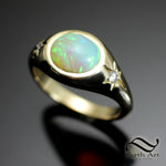 Opal and Diamond Starburst Ring - 14k gold