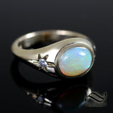 Opal and Diamond Starburst Ring - 14k gold