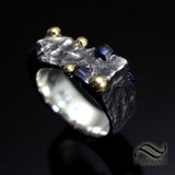 Sapphire Chaos Signet Ring - Sterling and 14k