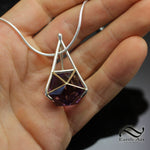 20 Sided Amethyst Medallion - Sterling and 14k yellow gold