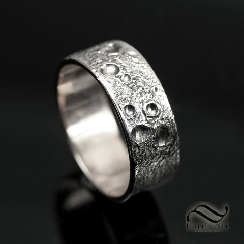 Moonscape Ring - Hand forged in sterling of 14k