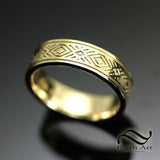 Mens 6mm Wide Art Deco Inspired Band