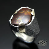 Rustic Fire Agate Signet with 14k Prongs