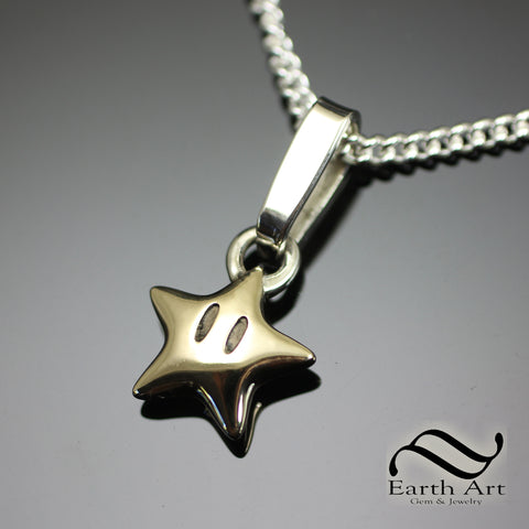 Solid Sterling and 14k Gold Star Pendant