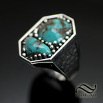 Double Turquoise Signet Ring - Sterling Silver