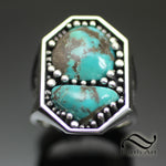 Double Turquoise Signet Ring - Sterling Silver