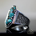 Double Turquoise Signet Ring - Sterling Silver