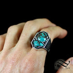 Double Turquoise Signet Ring - Sterling Silver