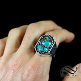 Double Turquoise Signet Ring - Sterling Silver