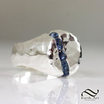 Hammered Sapphire Signet Ring