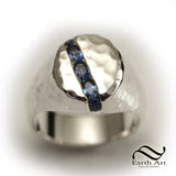 Hammered Sapphire Signet Ring