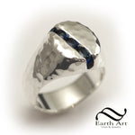 Hammered Sapphire Signet Ring