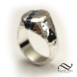 Hammered Sapphire Signet Ring