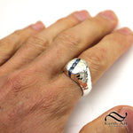 Hammered Sapphire Signet Ring