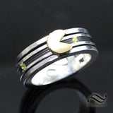 Pac-Man Spinner Ring - Silver and 14k