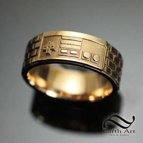 Plain Game Controller Ring - 10k or 14k Gold - Geeky mens wedding band