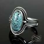 Turquoise In Rope Ring - Sterling Silver