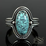 Turquoise In Rope Ring - Sterling Silver
