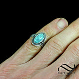 Turquoise In Rope Ring - Sterling Silver