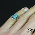 Turquoise surrounded by Dew Drops - Sterling Silver