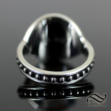 Round Spiderweb Turquoise With Waves Ring - Sterling Silver