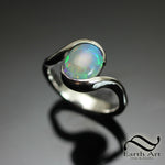 Natural Australian Opal Bypass Ring in Sterling Silver