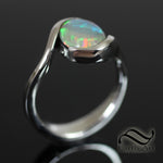 Natural Australian Opal Bypass Ring in Sterling Silver