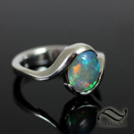 Natural Australian Opal Bypass Ring in Sterling Silver