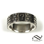 Retro Brick Ring - Sterling Silver Band