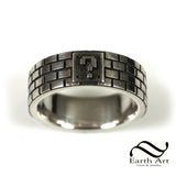 Retro Brick Ring - Sterling Silver Band