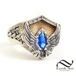 Deluxe House Signet Ring - Winged Glory - Sterling Silver and Ancient Bronze
