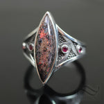 Navette Andamooka Opal ring in Sterling Silver