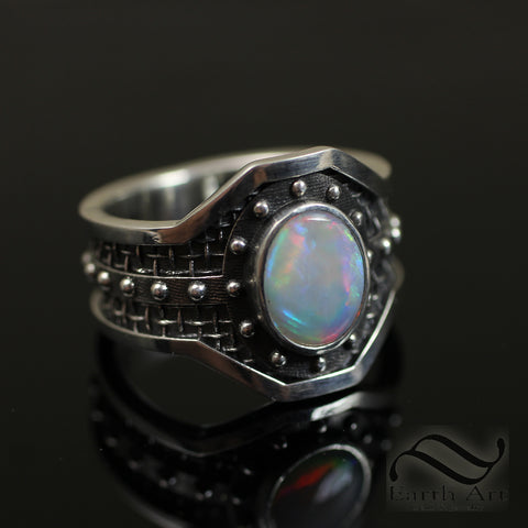 Armored Aussie Opal ring in Sterling Silver