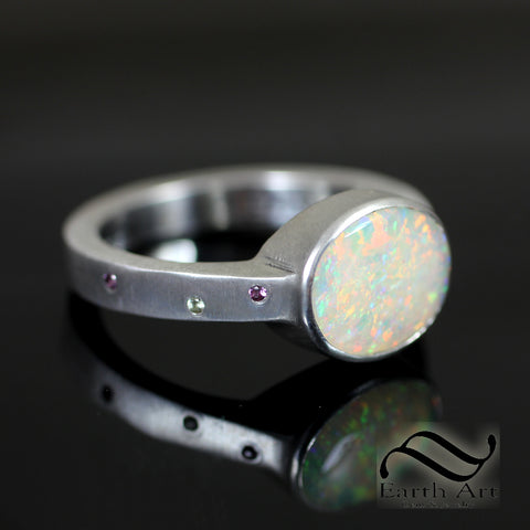Confetti Cake Opal Ring - Sterling Silver