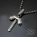 Pixelated Pickaxe Pendant- Sterling Silver - video game Inspired