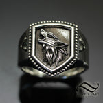 Howling Wolf Signet Ring - Sterling and Sapphire