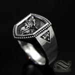 Howling Wolf Signet Ring - Sterling and Sapphire
