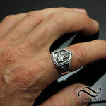 Howling Wolf Signet Ring - Sterling and Sapphire
