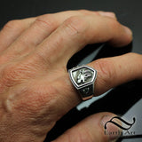 Howling Wolf Signet Ring - Sterling and Sapphire
