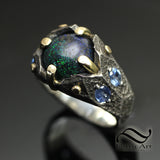 Dwarven Andamooka Ring with Sapphires