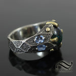 Dwarven Andamooka Ring with Sapphires