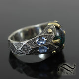 Dwarven Andamooka Ring with Sapphires