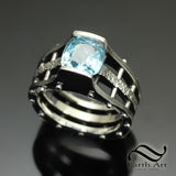 Triple Studded Zircon ring in Sterling Silver